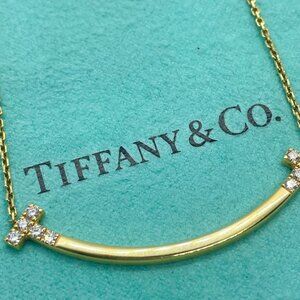 Tiffany & Co. T Smile Medium Pendant in Yellow Gold with Diamonds